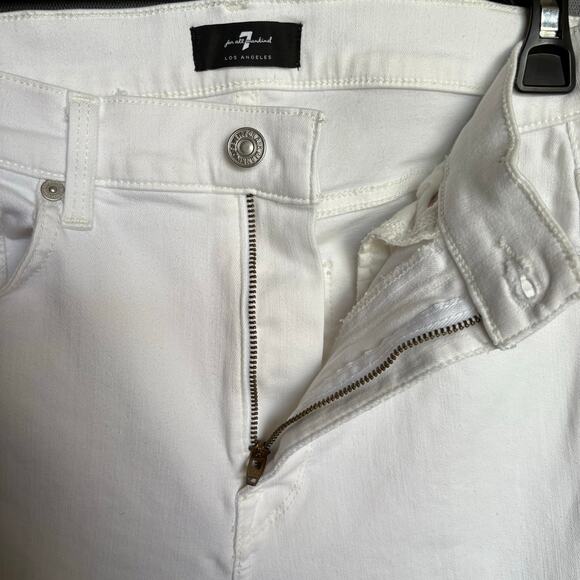 7 For All Of Mankind - The High Waist Ankle Skinny - White Jean - Size 27 - Picture 3 of 5